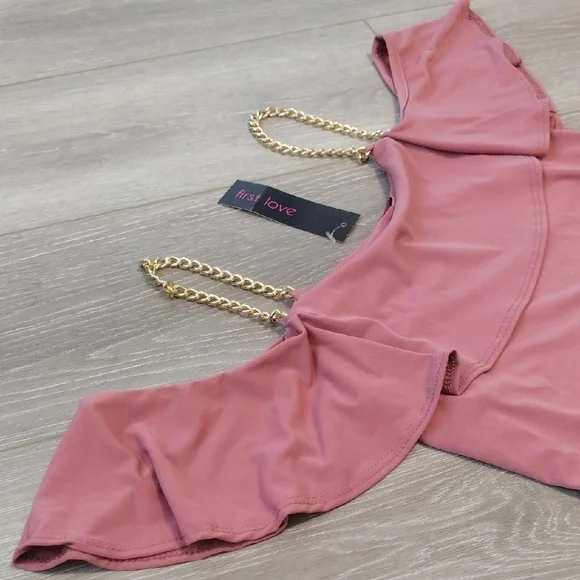 First Love Pink Ruffled Off-Shoulder Blouse - Picture 3 of 13